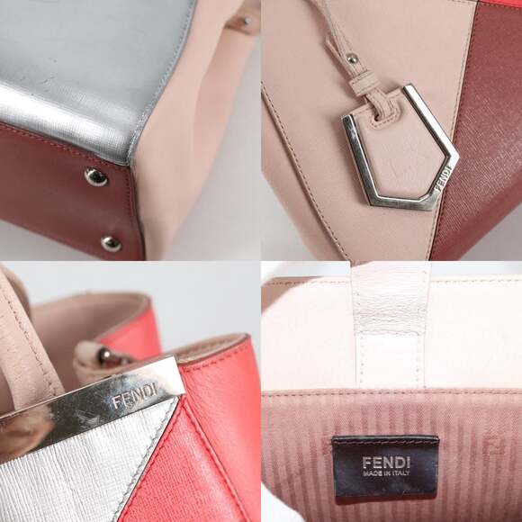 FENDI Petite 2jours Hand Bag Leather Beige Silver - Picture 12 of 14